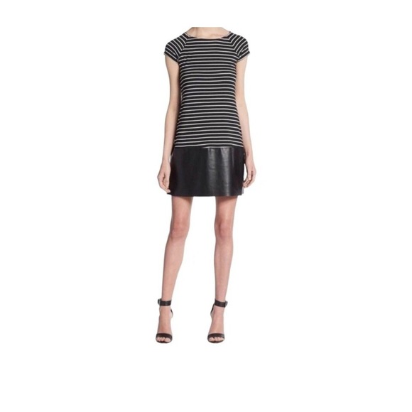 Anthropologie Bailey44 Striped Mini Dress Women's Black And Cream Size M - Picture 1 of 9